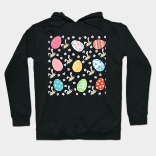 Easter Pattern Vibrant Egg and Flower Patterns Hoodie